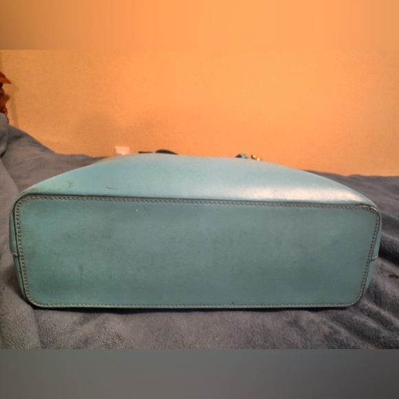 Kate Spade Blue Leather Purse Tote Bag Pocketbook ❤️ Messenger Work Bag - Picture 3 of 6